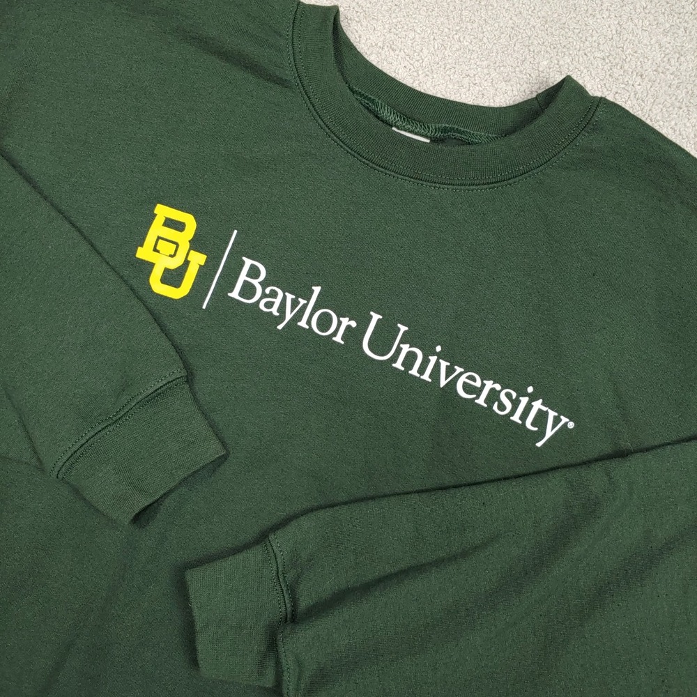 Baylor University Long Sleeve Crewneck Sweatshirt - Size L Green Bears NCAA Top